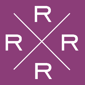A purple square with the letters r and r crossed out.