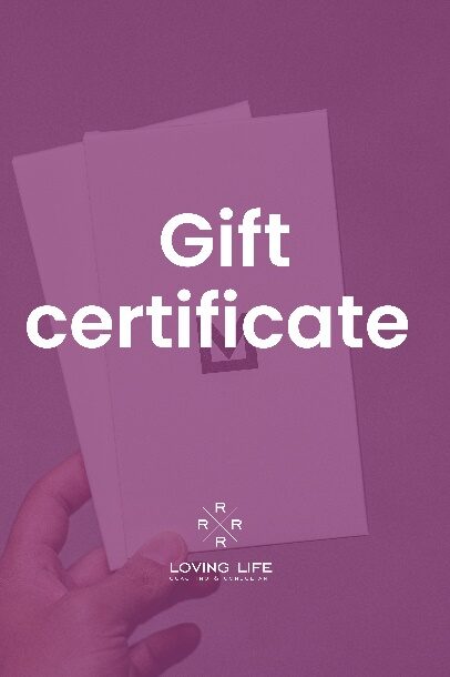 A person holding up a gift certificate.